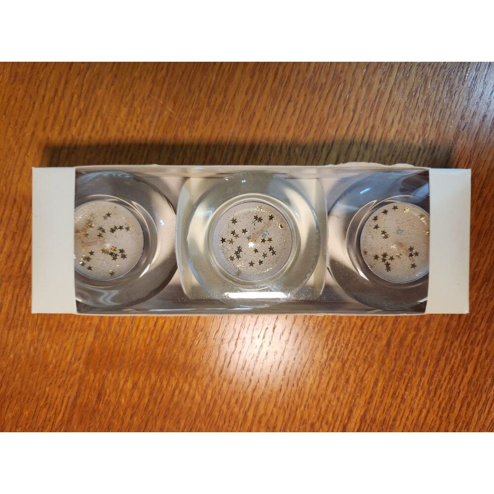 Vintage Y2K Whimsygoth / Celestial Star Glass Tealight Holders – Set of 3